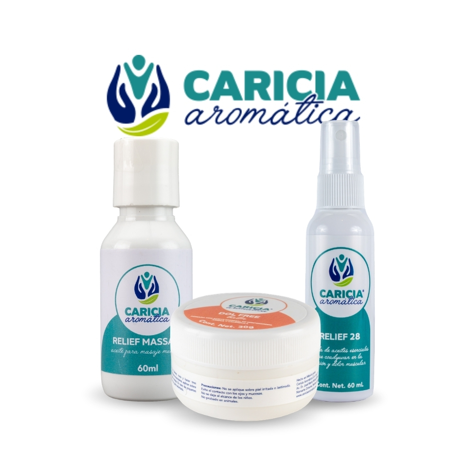 Productos de herbolaria Caricia para favorecer el alivio muscular natural tras el esfuerzo físico.
