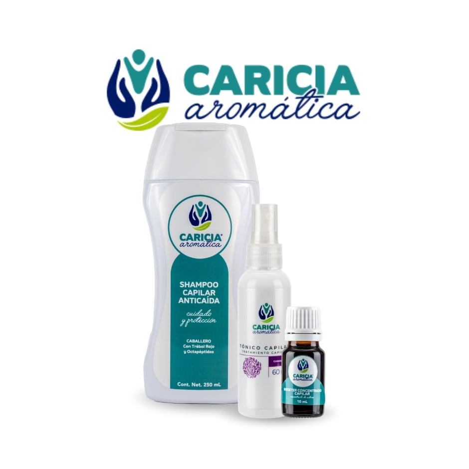 Sistema capilar con champú y tónico capilar para caballero anticaída de Caricia Aromática.