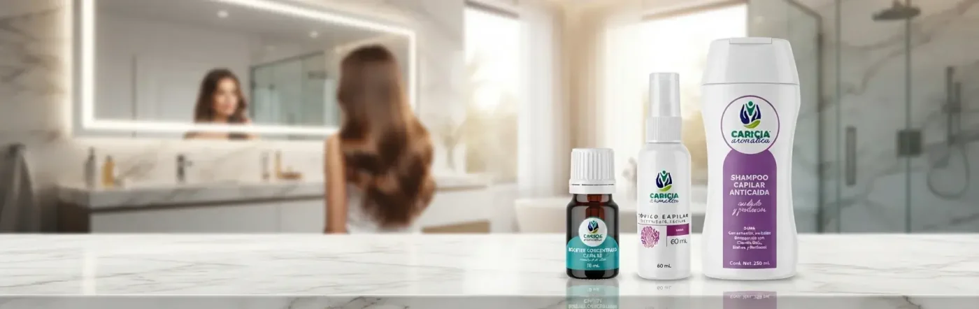 Mujer cepillando su cabello fuerte y saludable gracias a la rutina para prevenir la caída de cabello en mujeres.