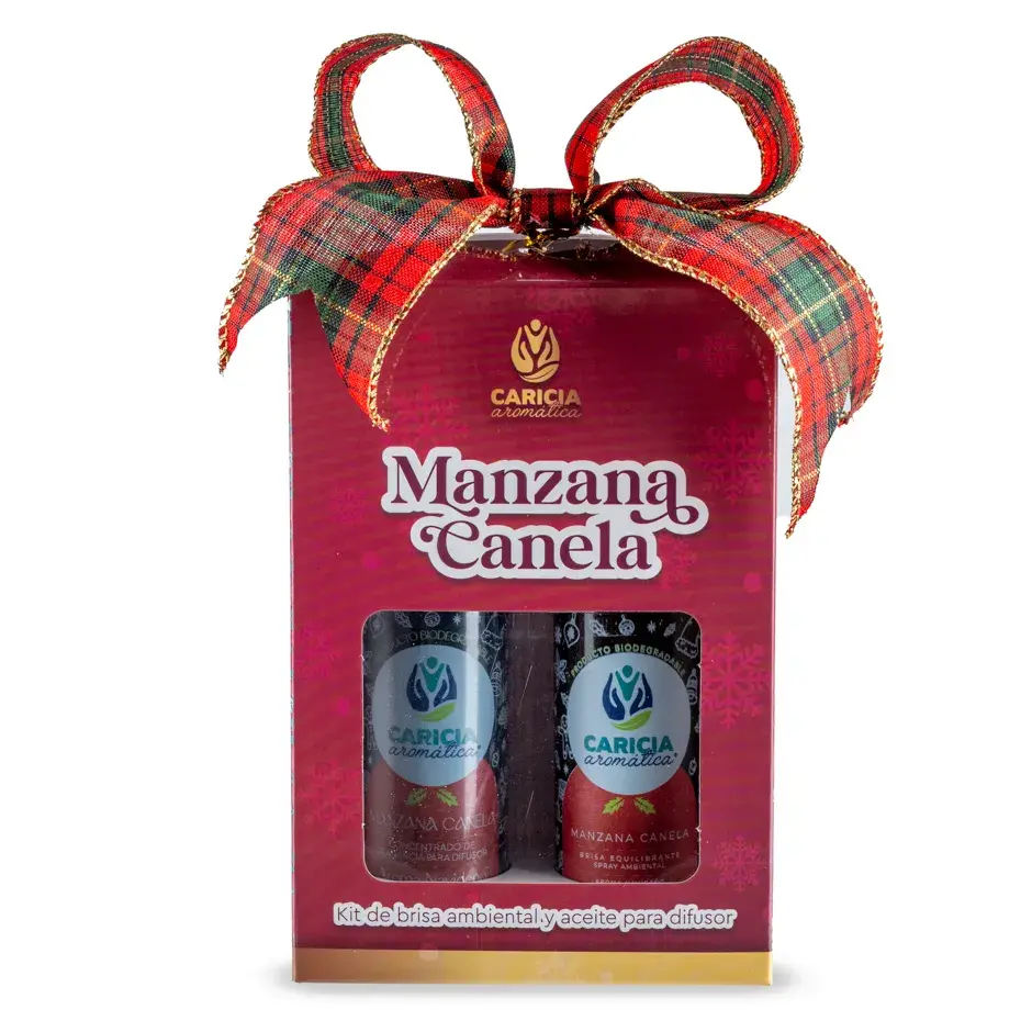 Kit Manzana Canela de Caricia Aromática con Aceite para Difusor y Brisa Ambiental de 60ml.