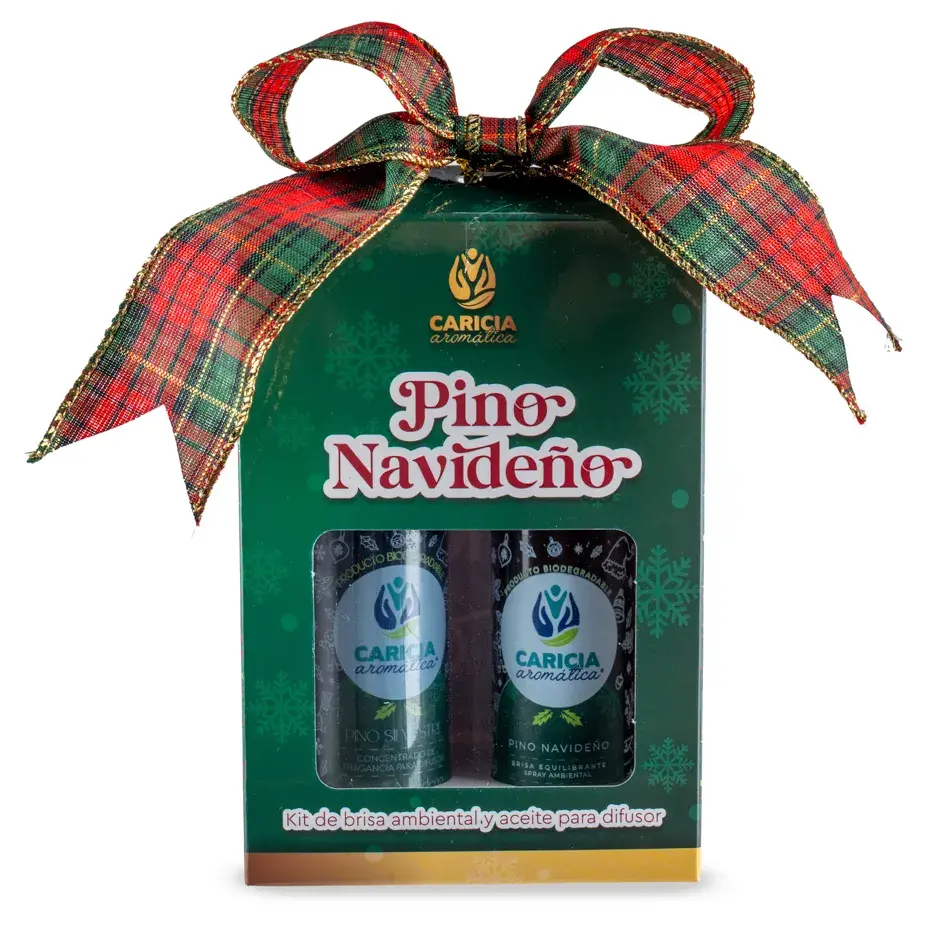 Kit Pino Navideño de Caricia Aromática con Aceite para Difusor y Brisa Ambiental de 60ml.